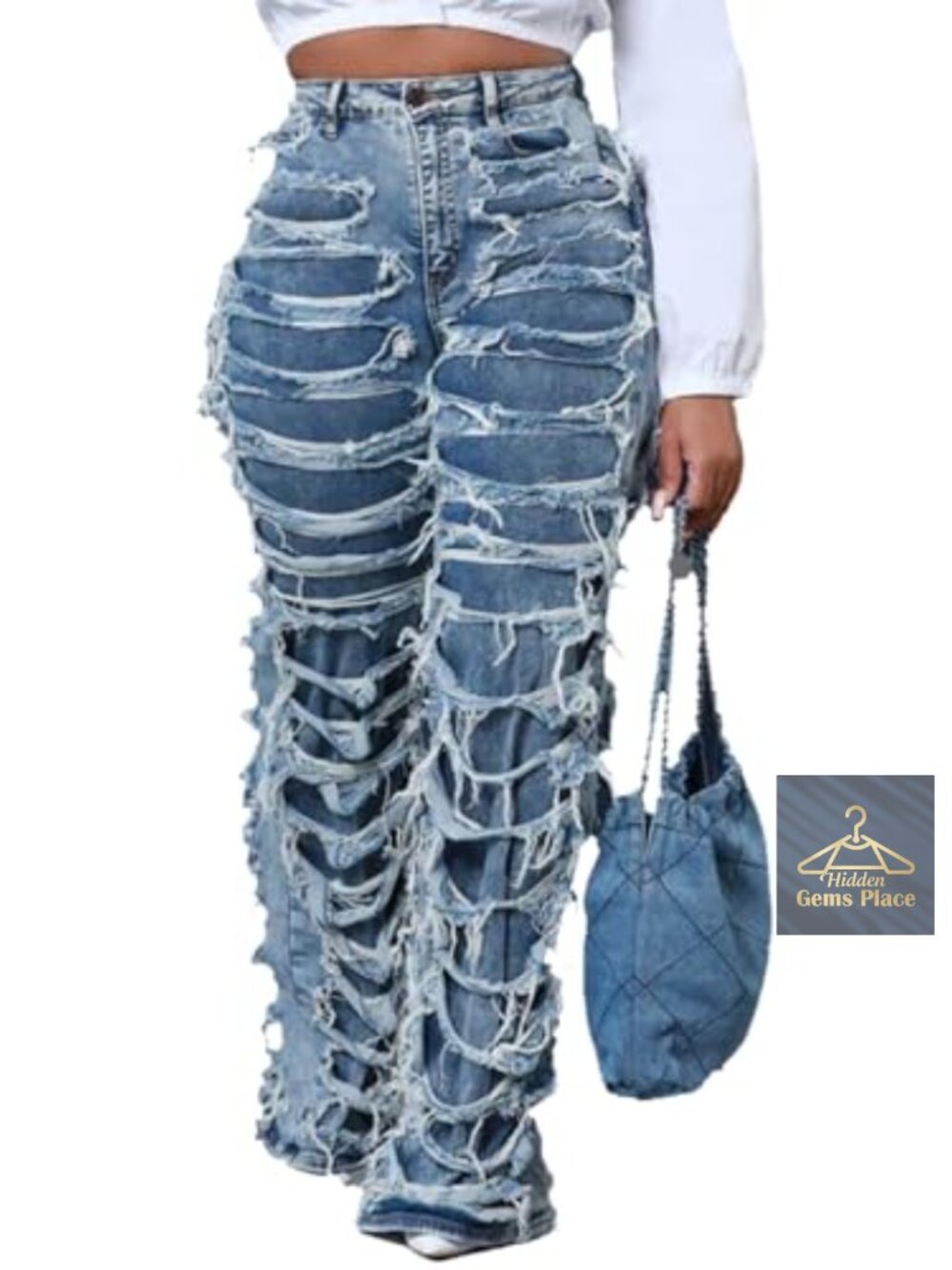 High Waisted Baggy Wide Leg Stretch Denim Jeans